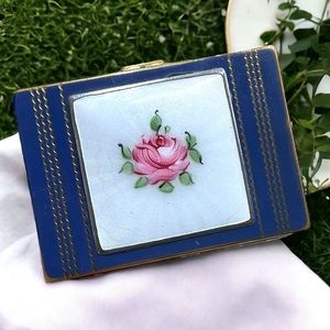 🌺Vintage 1940’s Art Deco Guilloche Enamel Compact